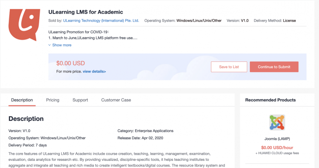 ULearning LMS for Academic include course creation, teaching, learning, management, examination, evaluation, data analytics for research