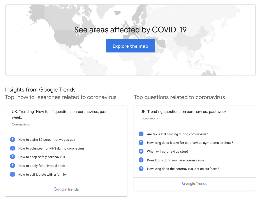 Insights from Google Trends Top "how to" searches related to coronavirus