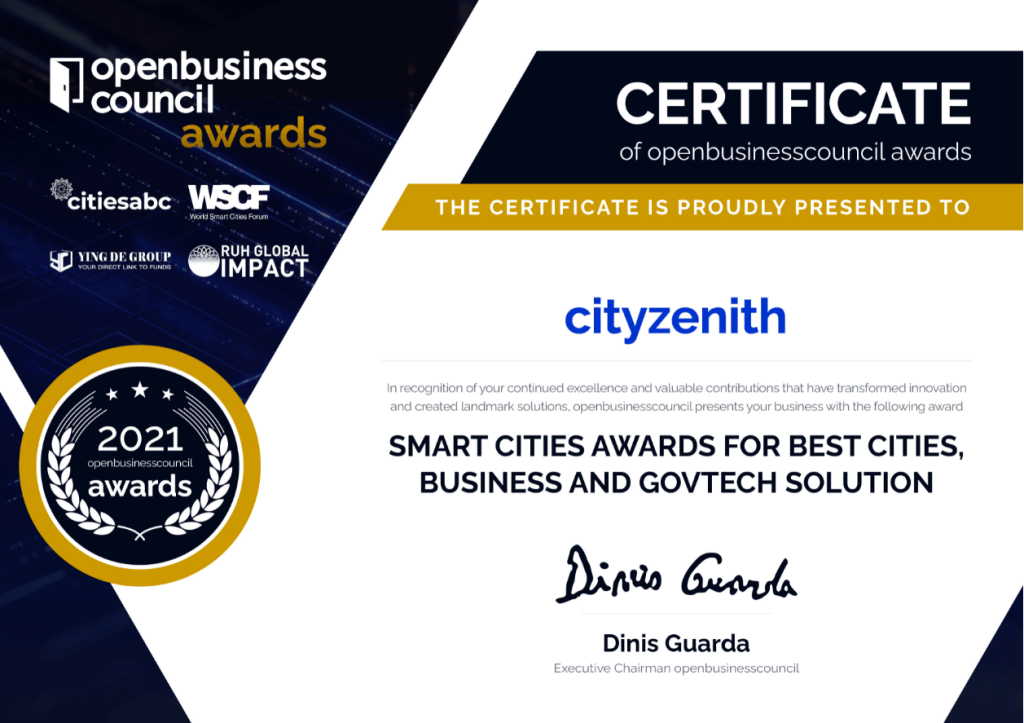 smart city business, smart city business award, cityzenith, obcsummit, obcsummit award, smart cities business award, smart cities, innovation, digitalization, digital transformation